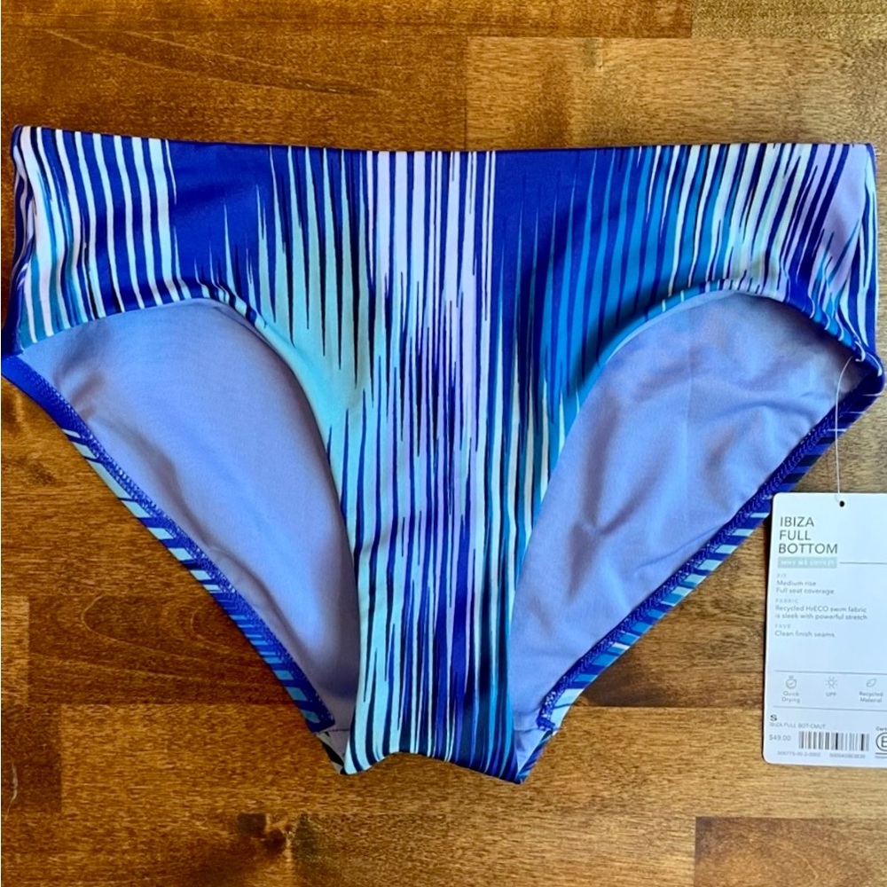 Athleta Ibiza Full Bottom Bikini Swim Black Blue NWT
